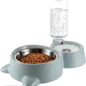 Pringo 2 in 1 Bowl Water and Food Cat Feeder - Stainless Steel Cat Plate and Automatic Water Dispenser Bottle for Cats and Dogs