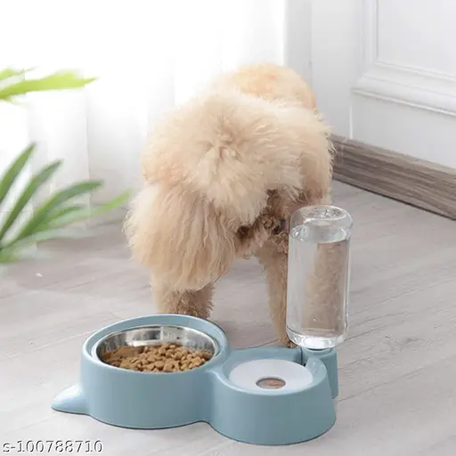 Pringo 2 in 1 Bowl Water and Food Cat Feeder - Stainless Steel Cat Plate and Automatic Water Dispenser Bottle for Cats and Dogs - Image 2